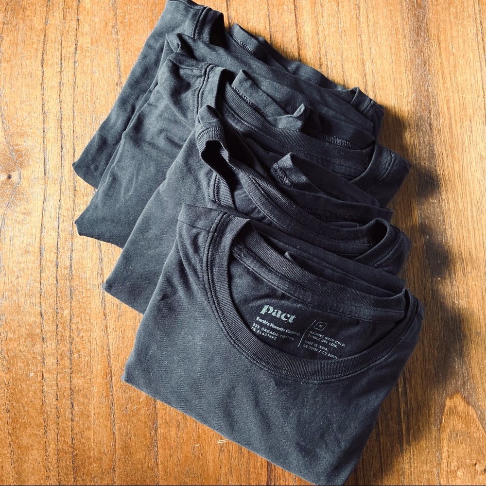 Pact Stretch Crew T-shirts (4-pack, black)